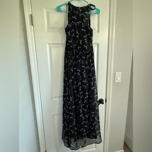 Elegant Blue Floral Maxi Dress